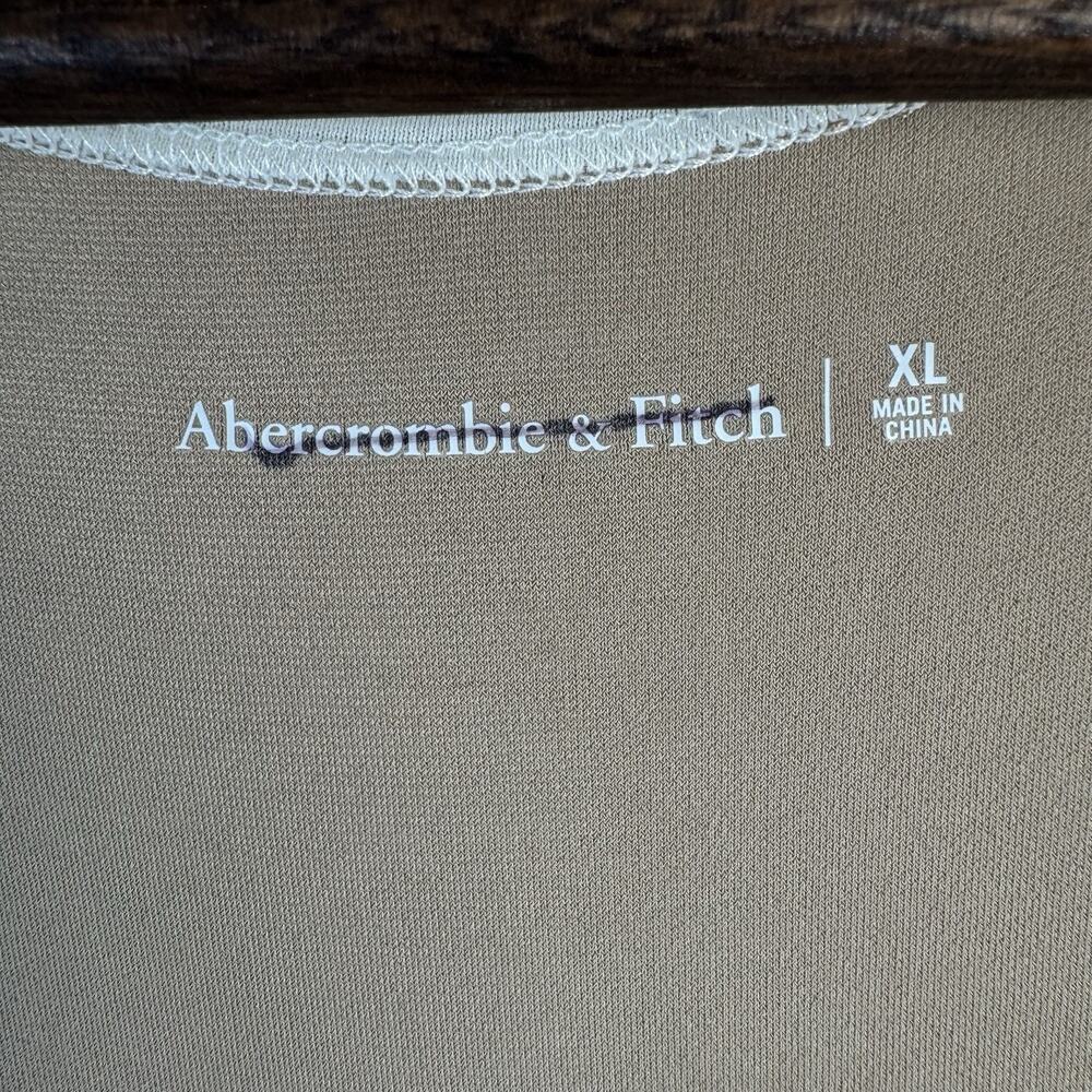 Abercrombie&Fitch Rutched Deep V Neck Long Sleeve Midi Dress XL Camel Tan Y2K - Picture 4 of 10